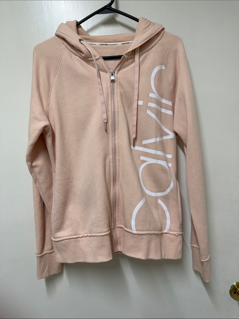 Calvin Klein Light Peach Full-Zip Logo Hoodie